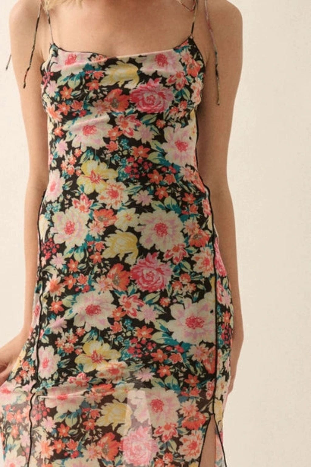 Floral Time Black Mesh Maxi Dress Dress Epicplacess S Black
