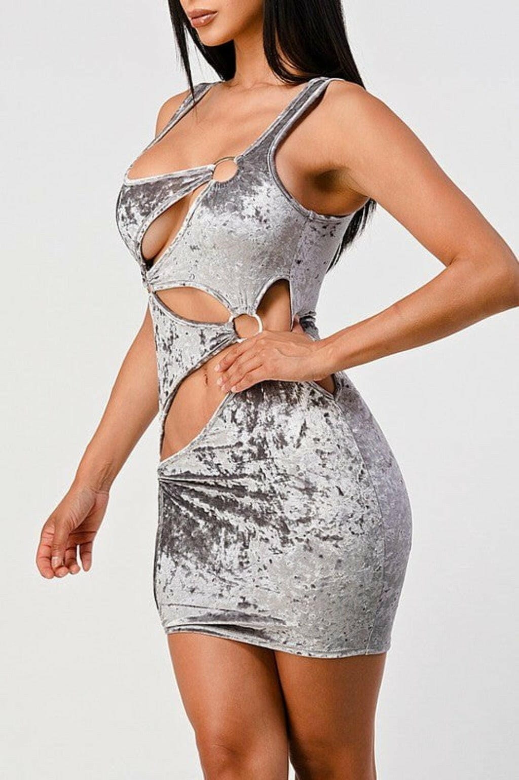 Say Nothing velvet Mini Dress - Silver Dress Epicplacess S Silver