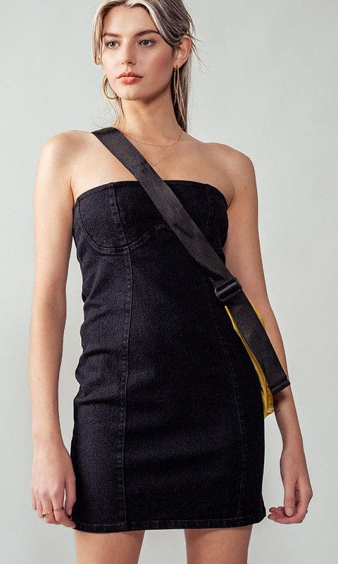 Epicplacess Dress Black / S Strapless Denim Tube Dress Bodycon Mini Dresses