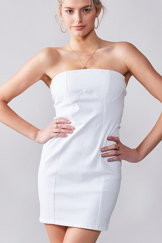 Epicplacess Dress White / S Strapless Denim Tube Dress Bodycon Mini Dresses