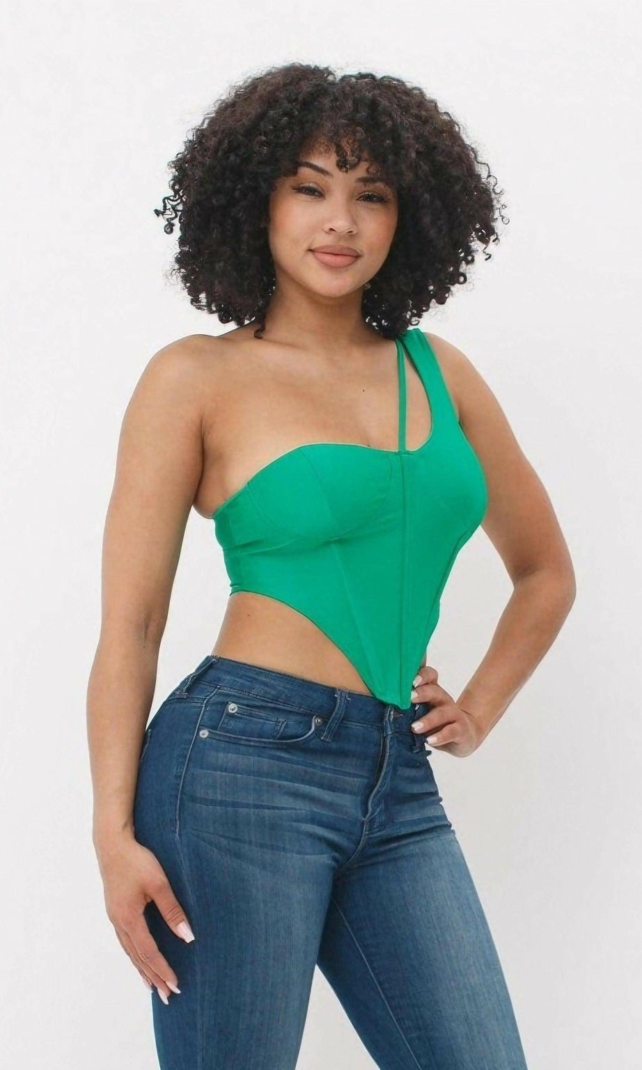 Epicplacess tops S / GREEN Bodice Corset Style One Shoulder Tops A6452