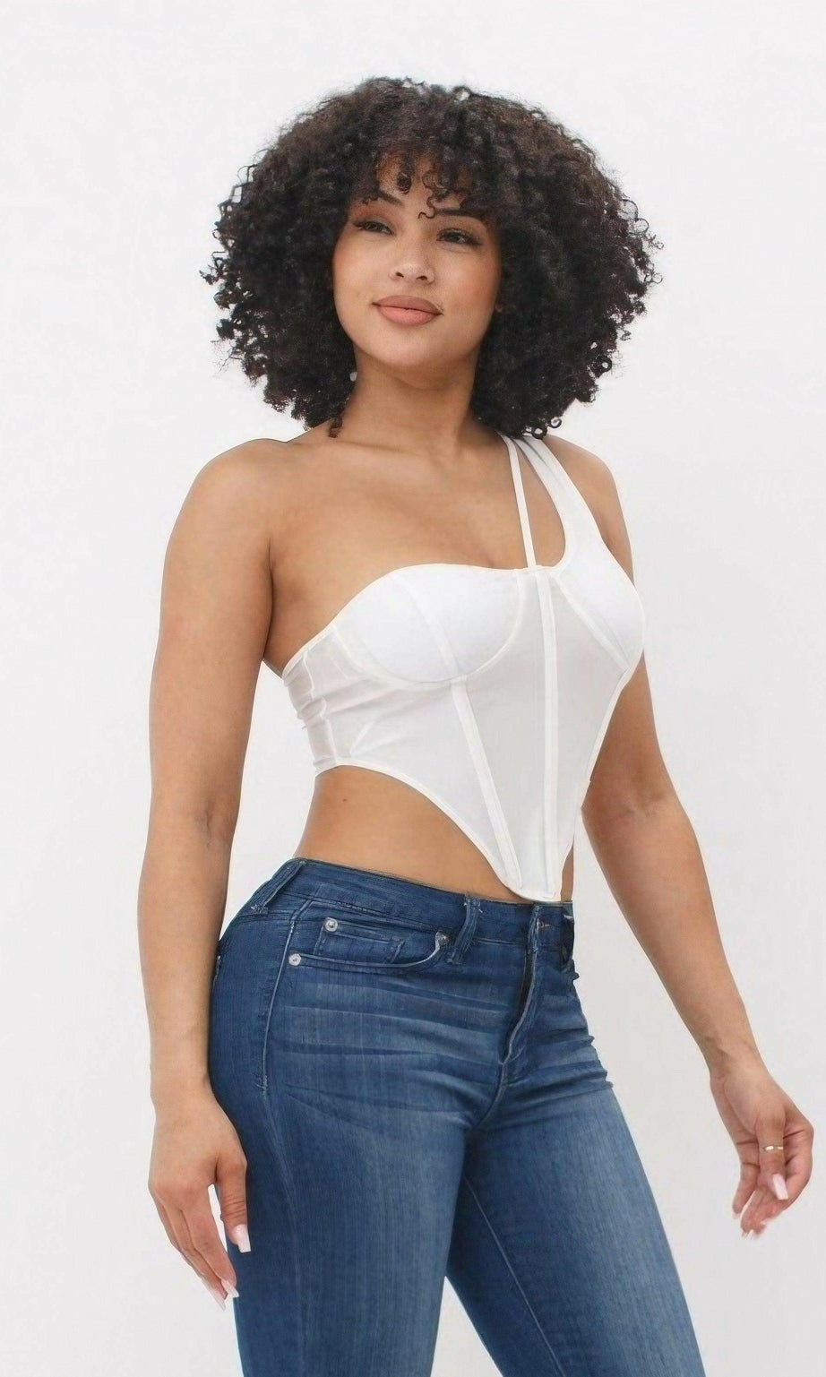 Epicplacess tops S / WHITE Bodice Corset Style One Shoulder Tops A6453