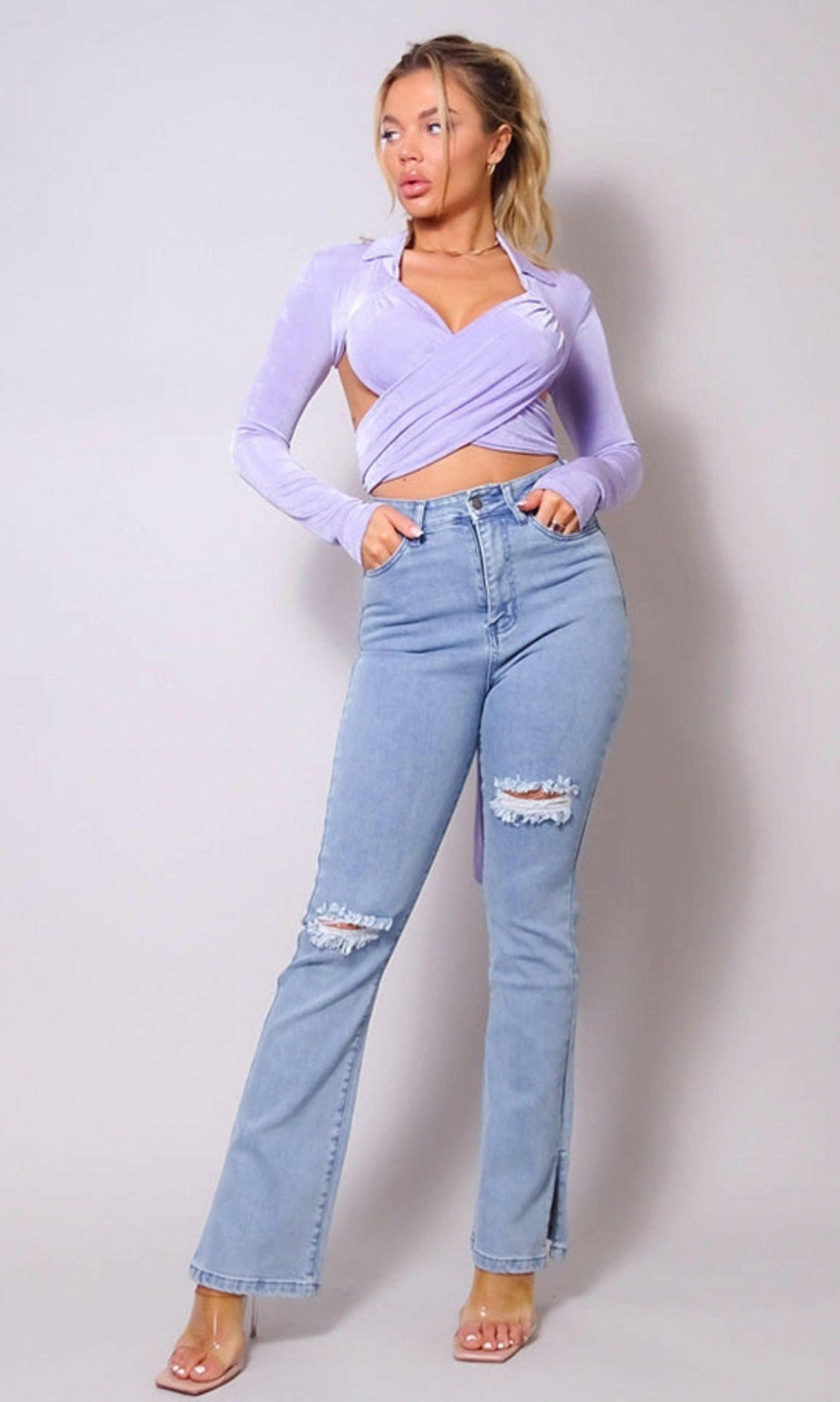Epicplacess tops Violet Waist Tie Cropped Tops