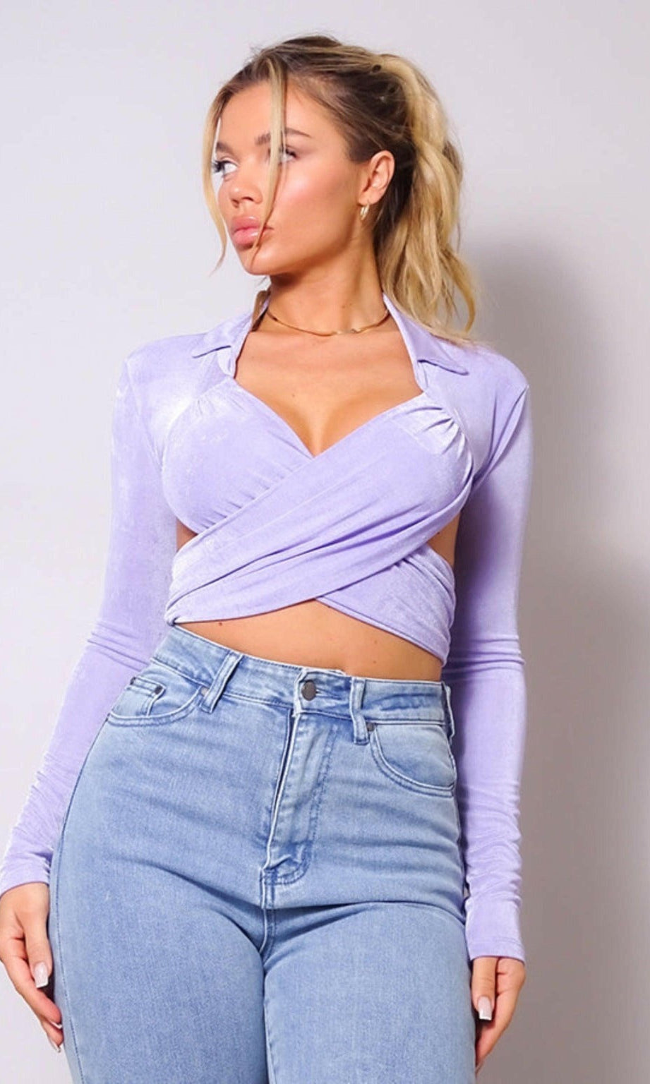 Epicplacess tops Violet Waist Tie Cropped Tops