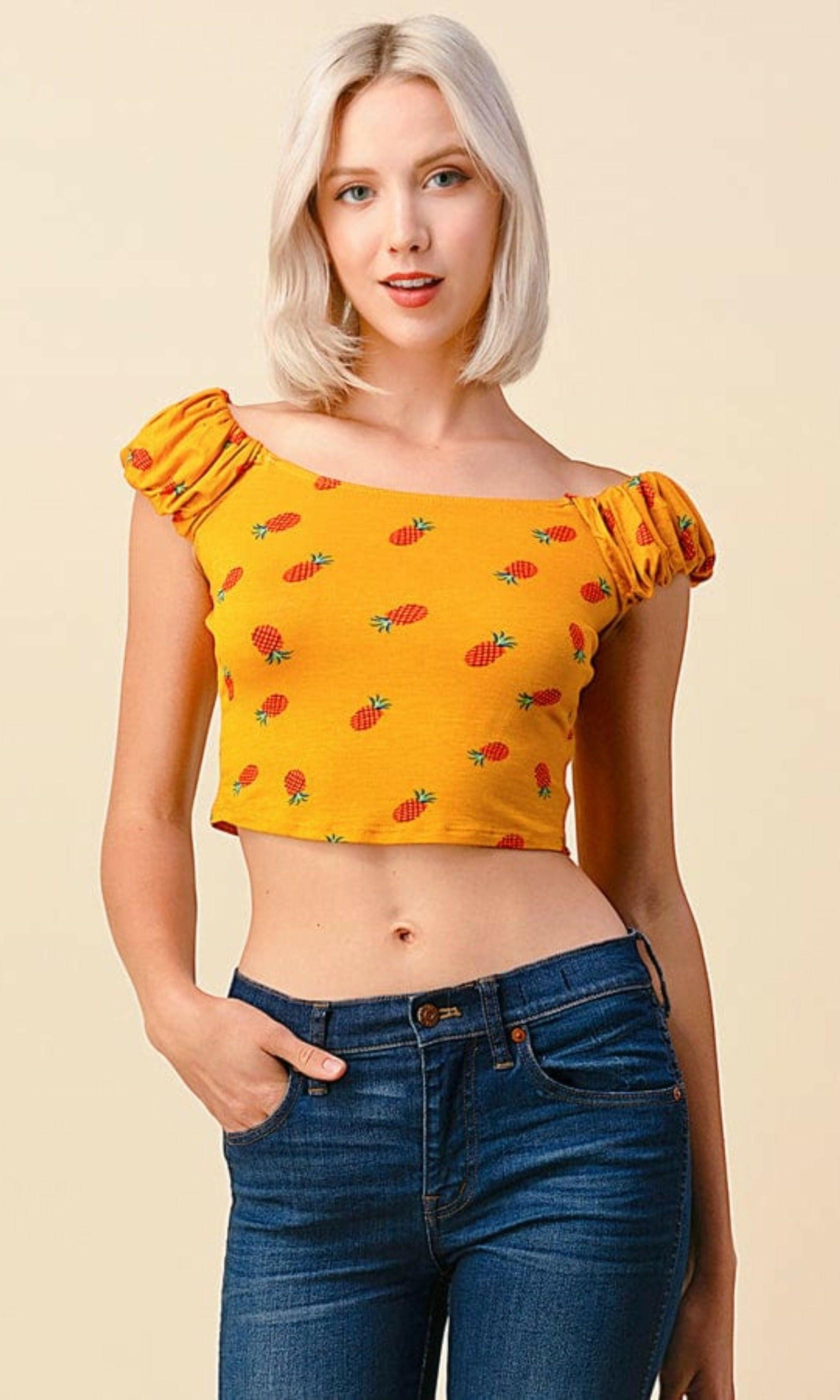Epicplacess tops Yellow / SMALL / United States Ruffle Cute Sleeve Crop Tops 33221