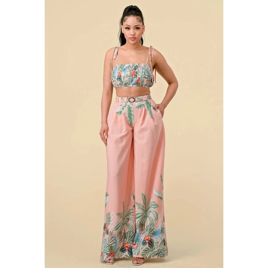Boader Pleated Floral pant set - Pink pants Epicplacess S Pink