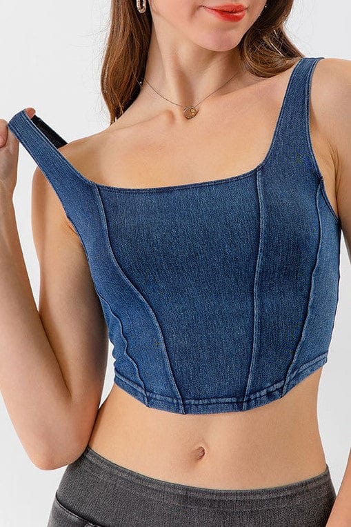 Denim Bustier Crop Top tops Epicplacess Ocean Blue S