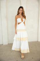 Time embroidery Maxi Dress Off White Dress Epicplacess   