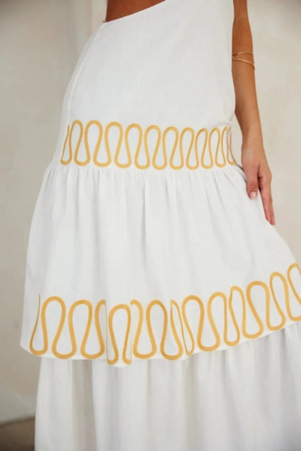 Time embroidery Maxi Dress Off White Dress Epicplacess   