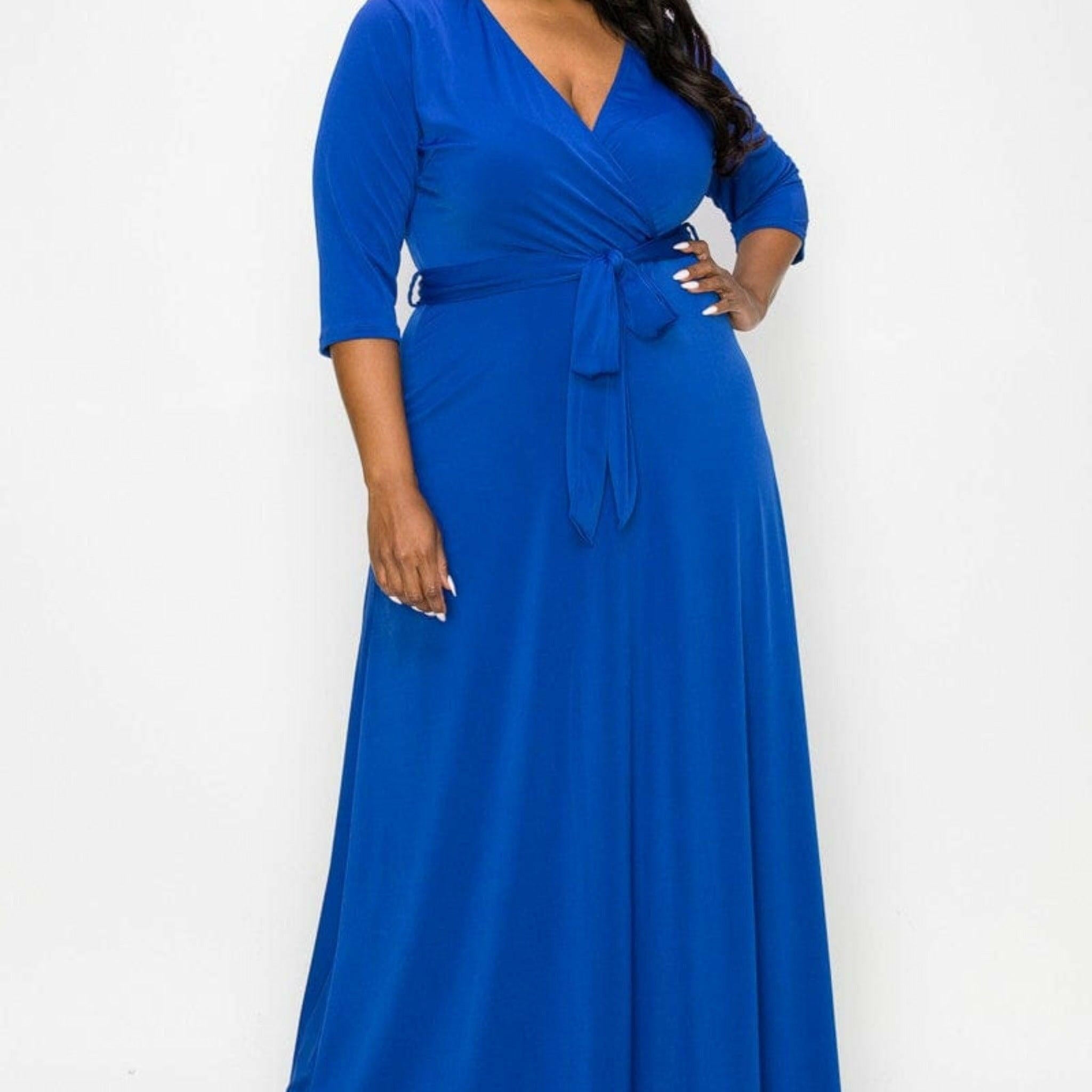 Epicplacess Dress 1X / BLUE / UNTED STATES MY GODDESS TWIST FRONT MAXI DRESS SD1115-SS2
