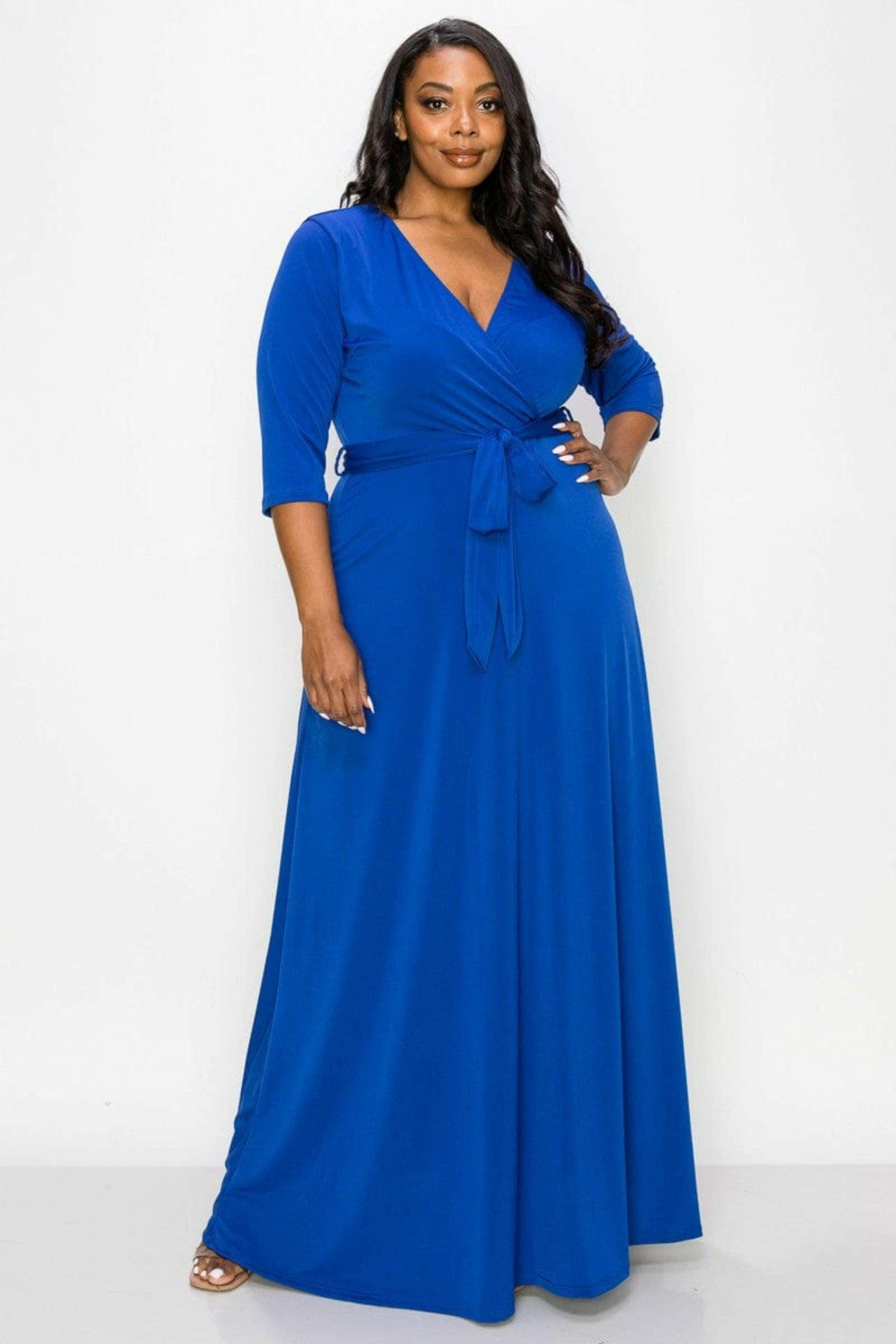 MY GODDESS TWIST FRONT MAXI DRESS Dress Epicplacess 1X BLUE UNTED STATES