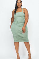 Epicplacess Dress 1X / Green Forever Royalty Ruched Midi Dress - Green UDP-115X