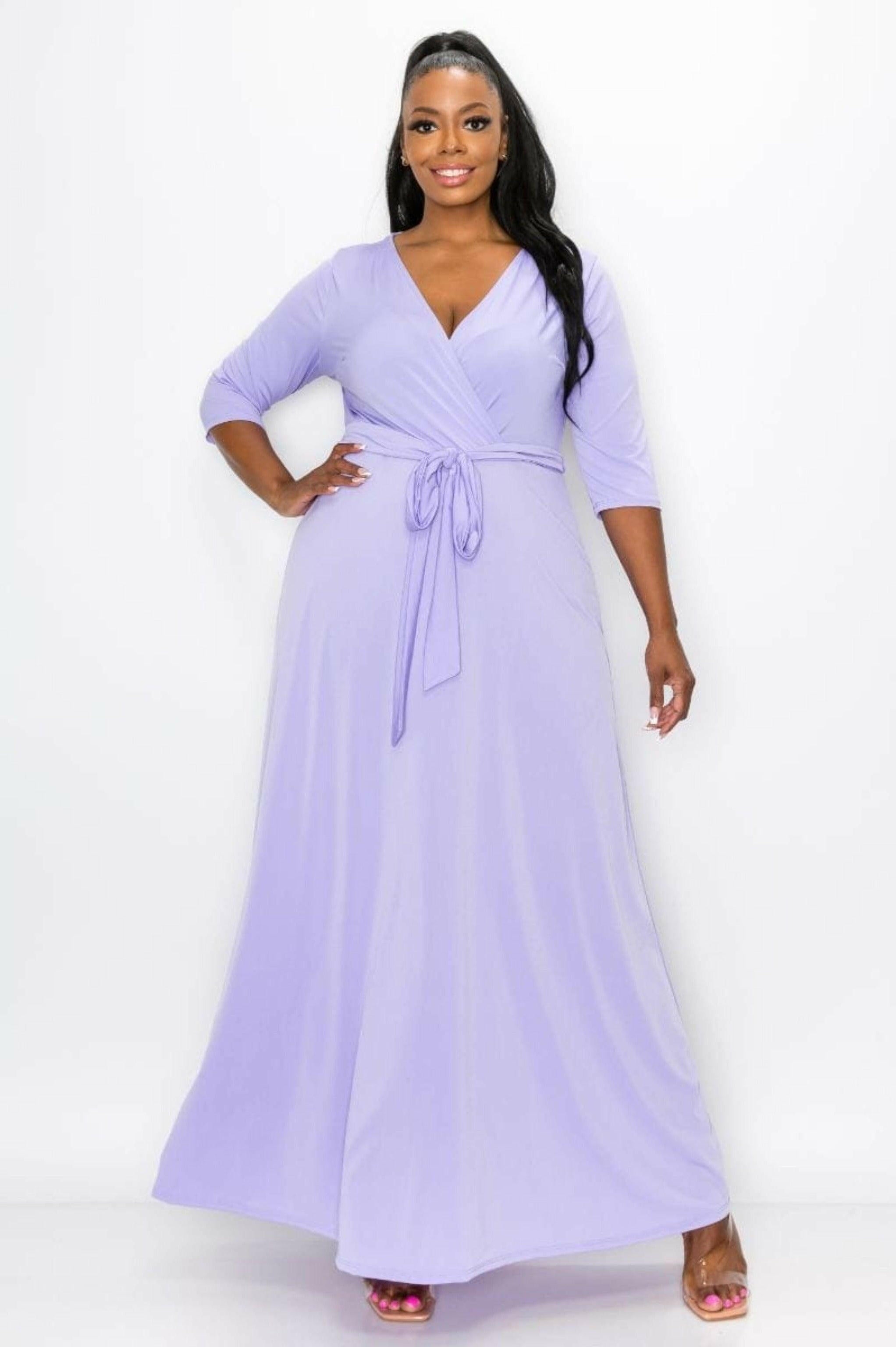 Epicplacess Dress 1X / Lavender / UNTED STATES MY GODDESS TWIST FRONT MAXI DRESS SD1115-SS1