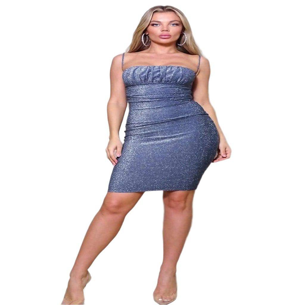 Britt Spaghetti Mini Dress-Blue Dress Epicplacess   