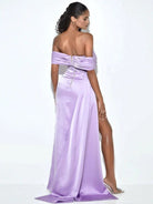 Epicplacess Dress Crystal Corset Satin Maxi Dress - Purple
