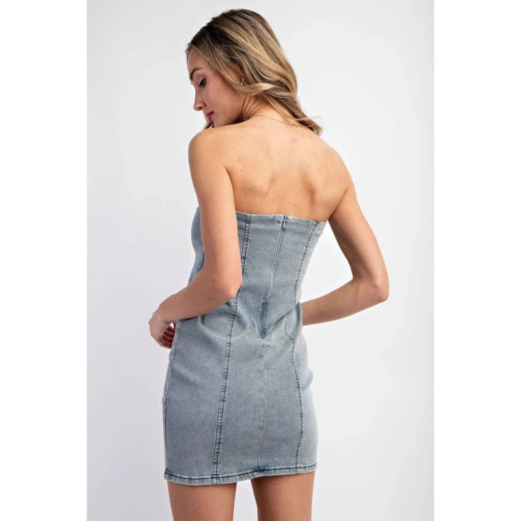 Dreamweaver Denim Mini Dress Dress Epicplacess   