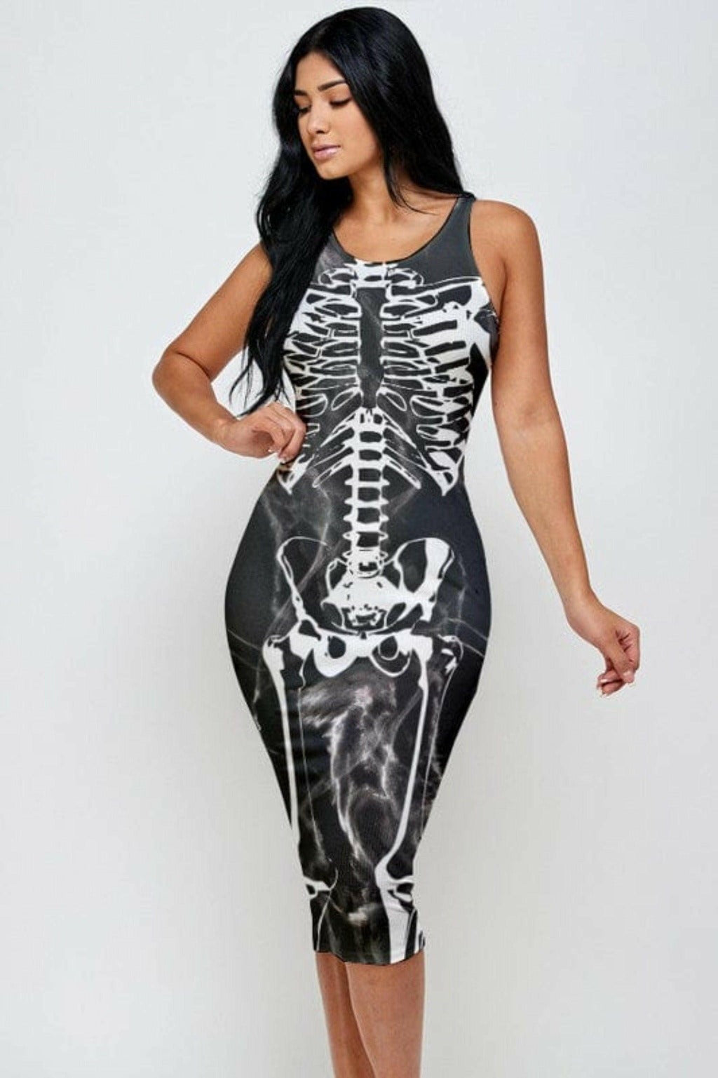 Epicplacess Dress Halloween skeleton print Midi dress