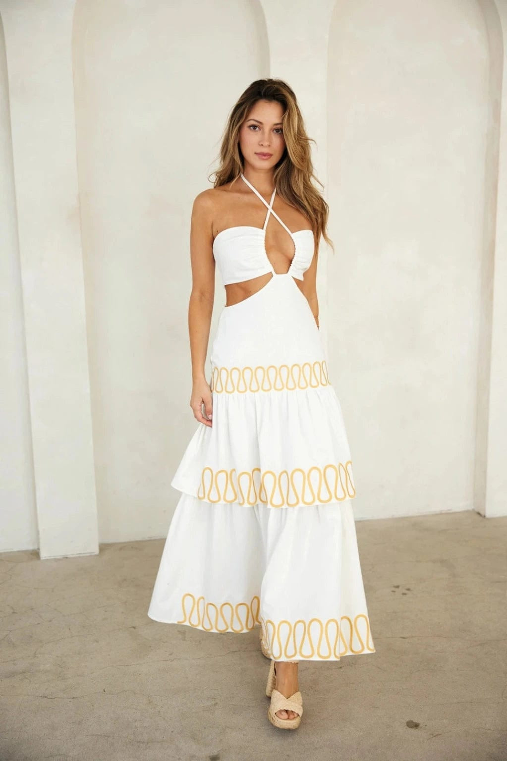 Epicplacess Dress It's Time embroidery Maxi Dress Off White
