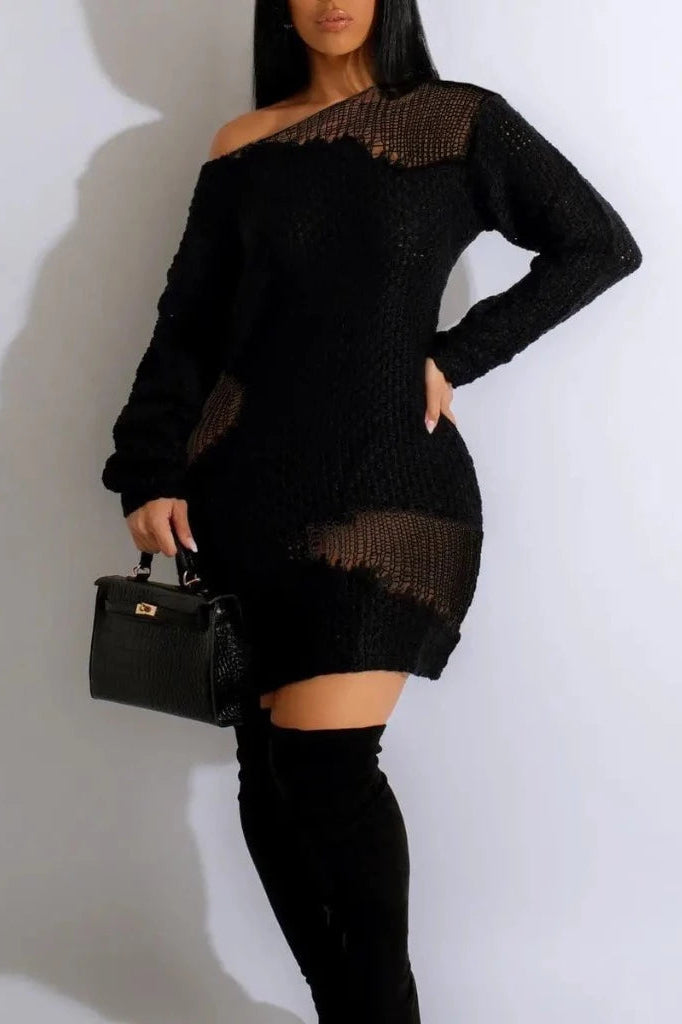 Epicplacess Dress Knitted Espy Gaze Midi Dress - Black