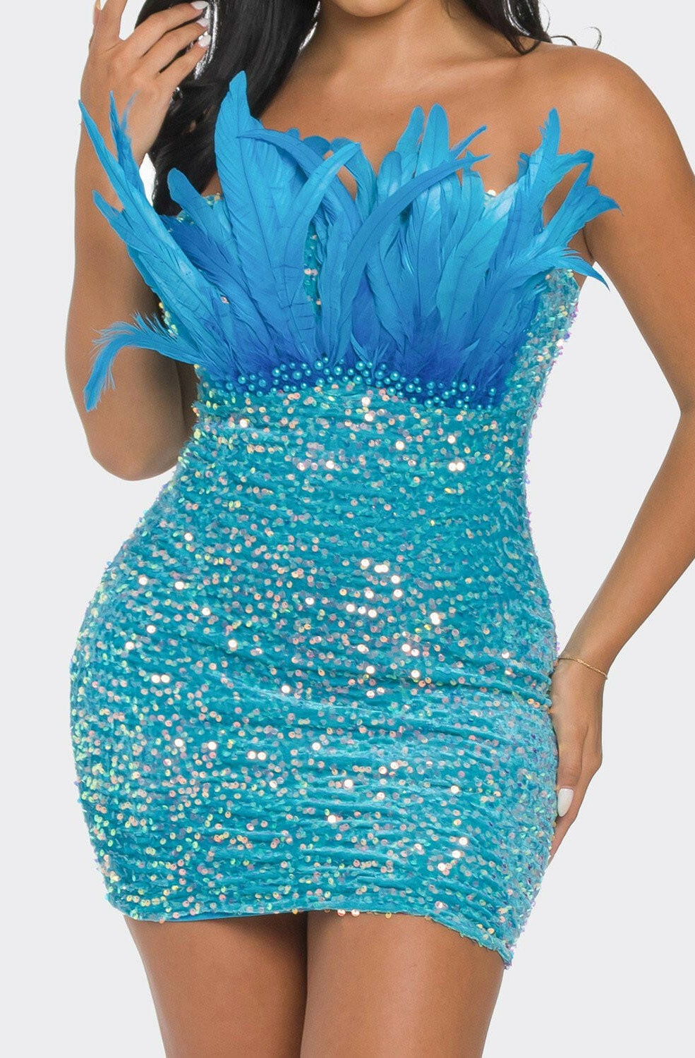 Epicplacess Dress L / Blue Queen Sequin Mini Dress - Hot Blue BCCDQ44107 W-3