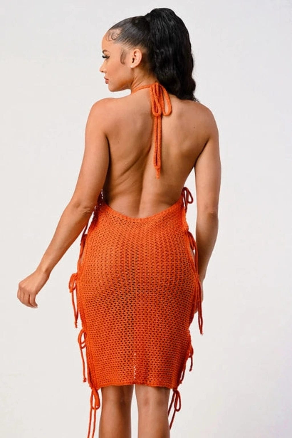 Love story Crochet cover up midi Dress Dress Epicplacess Large Orange 