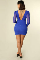 Epicplacess Dress M / Blue WRAP STYLE DEEP MINI DRESS-Brown D-52545-4CLR-3