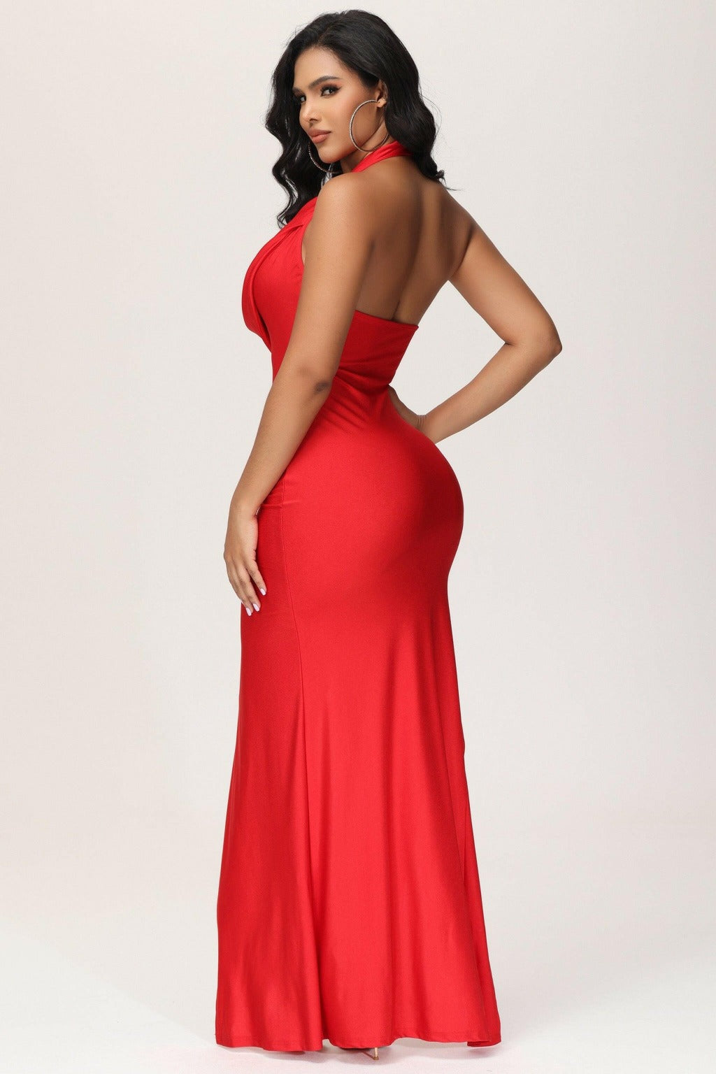 Epicplacess Dress M / Red Harlow Halter Maxi Dress-Red DEY255