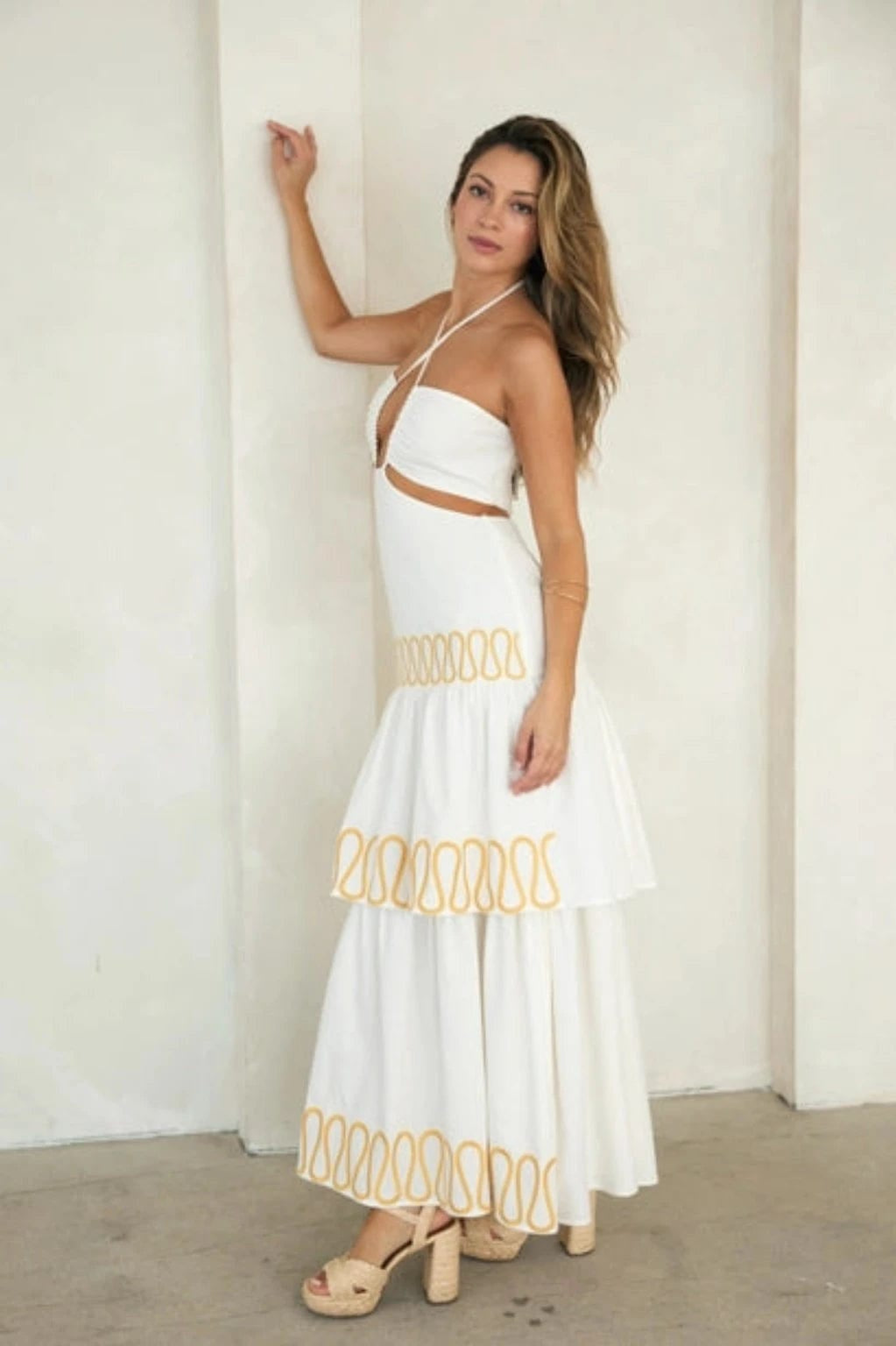 Epicplacess Dress Off White / L It's Time embroidery Maxi Dress Off White LD1193