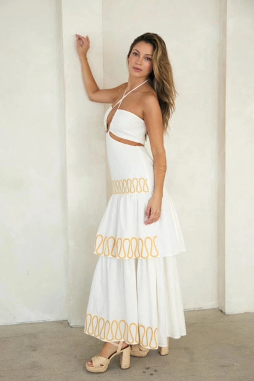 Epicplacess Dress Off White / L It's Time embroidery Maxi Dress Off White LD1193