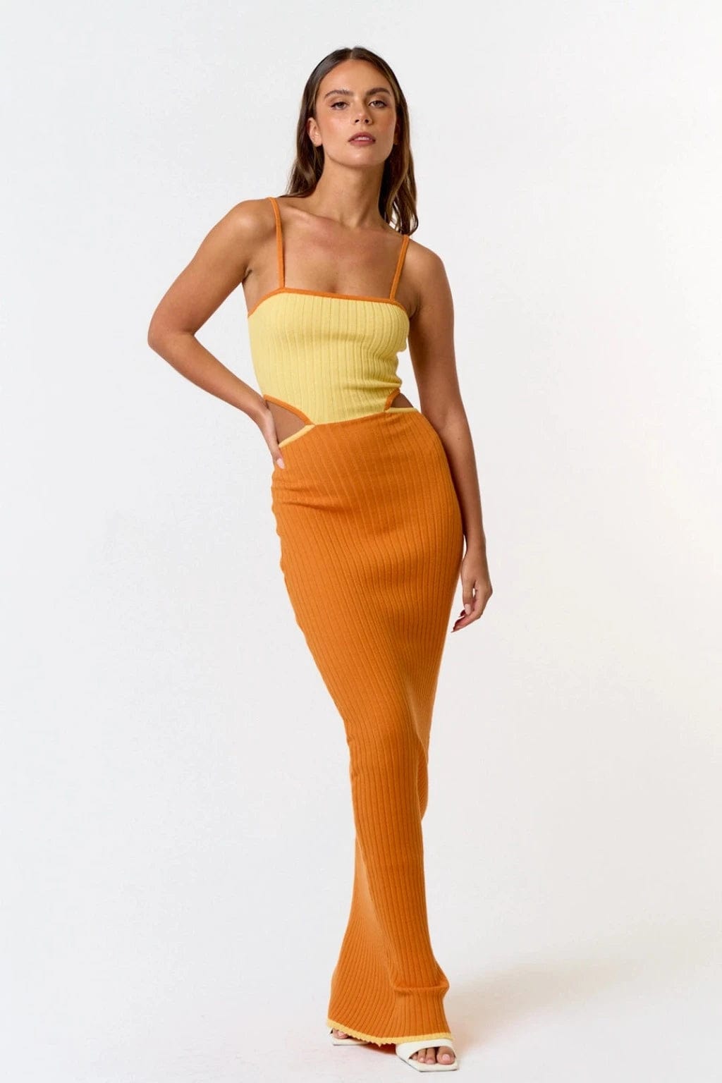 Epicplacess Dress Orange / Large Forward Sweater Maxi Dress-Orange IBD30936
