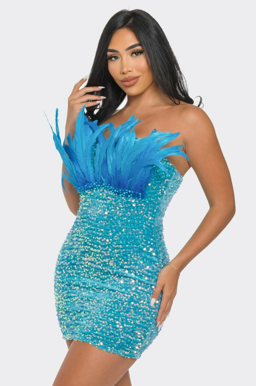 Epicplacess Dress Queen Sequin Mini Dress - Hot Blue