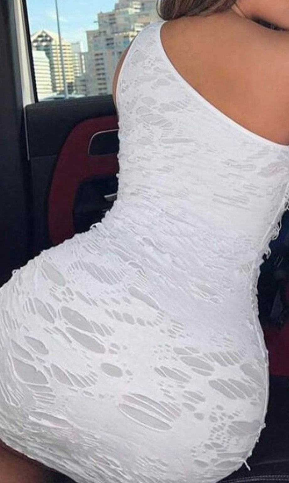 Epicplacess Dress Ragged Mina Lace Mini Dress-White