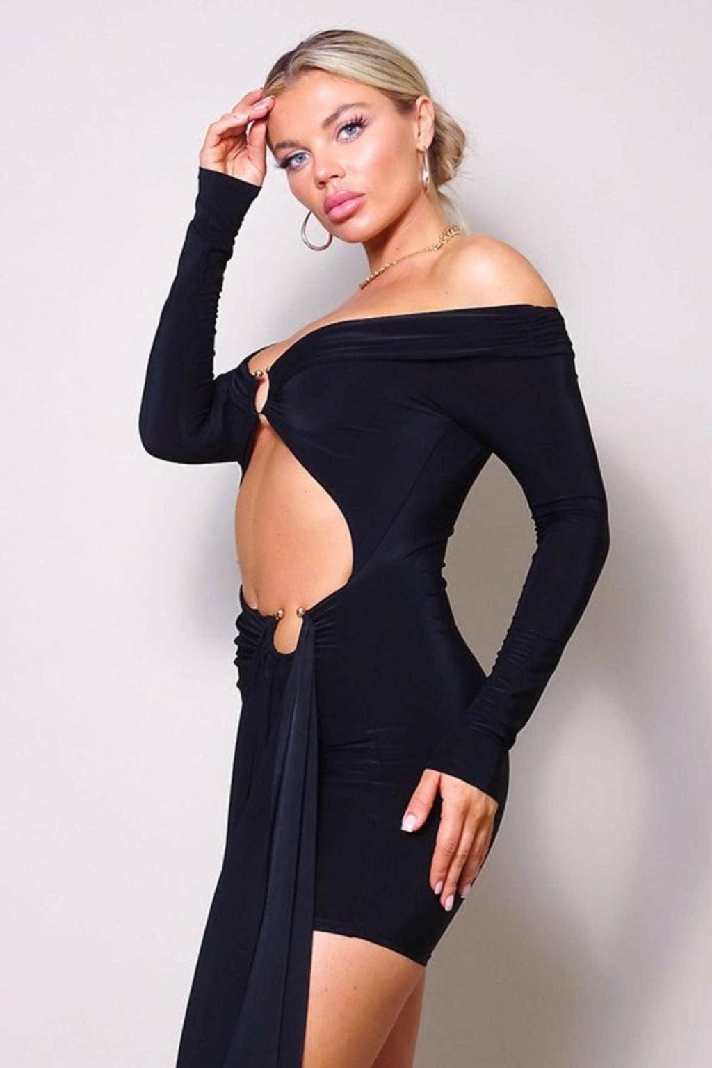 Epicplacess DRESS Ring Out Off Shoulder Mini Dress