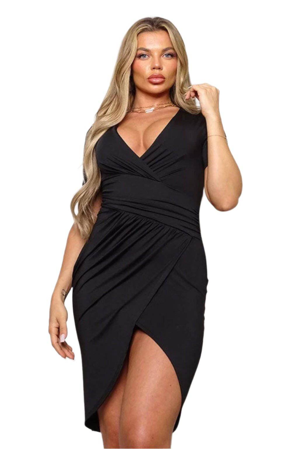 Alexandra Draped Mini Dress Dress Epicplacess S BLACK 