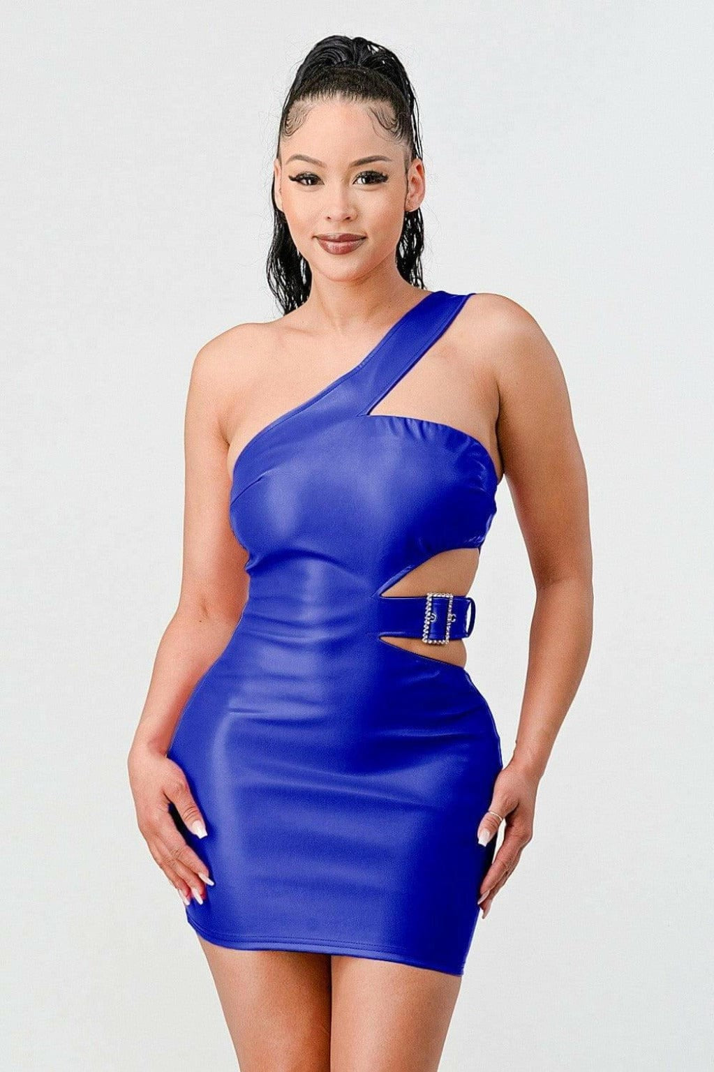 Epicplacess Dress S / Blue Hilana Rhinstone Belted Mini Dress