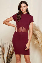 Epicplacess DRESS S / Burgundy / United States Corset Mesh Mock Mini Dress 47515