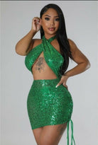 Epicplacess Dress S / Green Vera Sheer Sequin Mini Dress - Green GTD50784