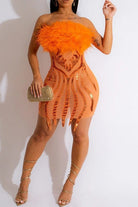 Glamorous Feathered Sequin Mini Dress Pink Dress Epicplacess S Orange 