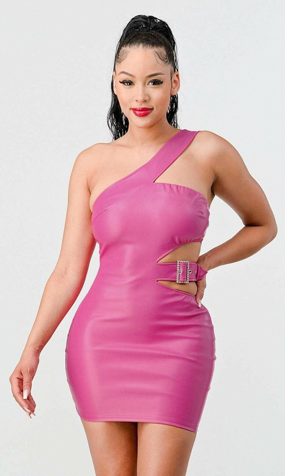 Epicplacess Dress S / Pink Hilana Rhinstone Belted Mini Dress