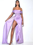 Epicplacess Dress S / Purple Crystal Corset Satin Maxi Dress - Purple BBC-2428MC43