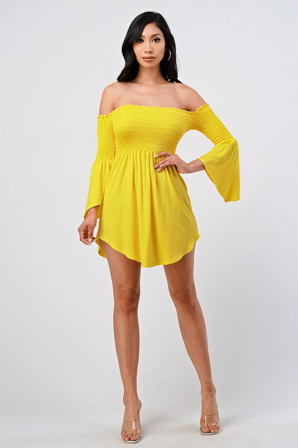 Epicplacess Dress S / Yellow Sasha Off-Shoulder Mini Dress Yellow D16409