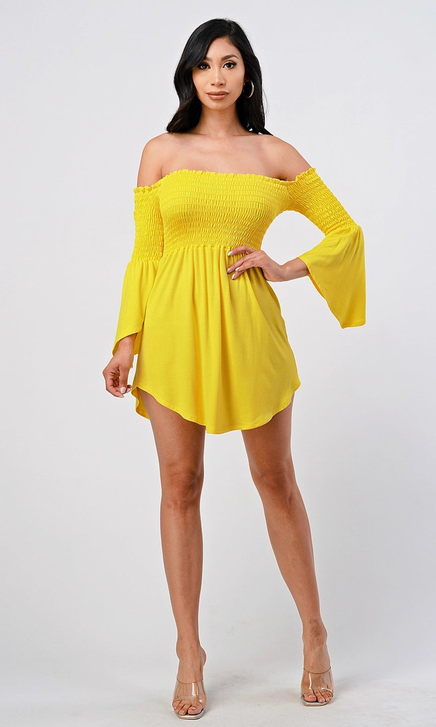 Epicplacess Dress S / Yellow Sasha Off-Shoulder Mini Dress Yellow D16409