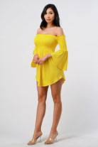 Sasha Off-Shoulder Mini Dress Yellow Dress Epicplacess   