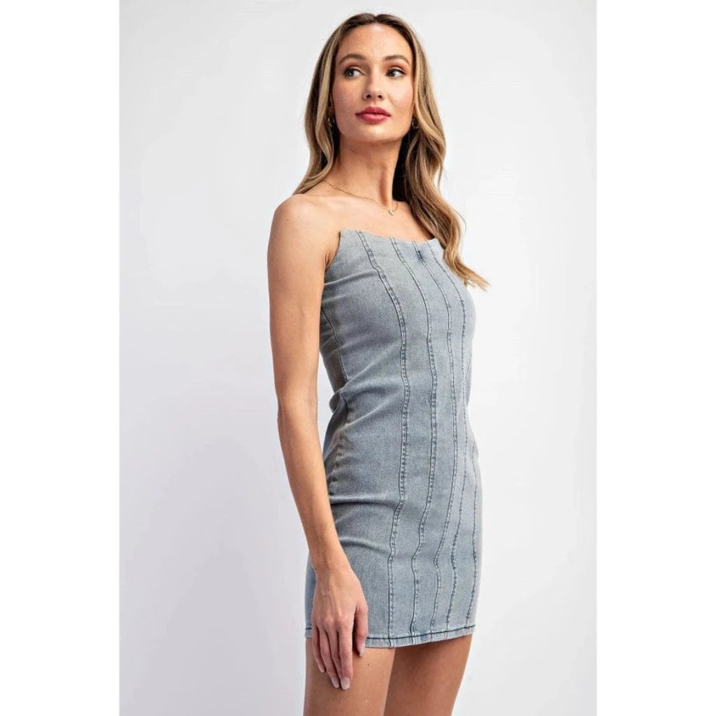 Dreamweaver Denim Mini Dress Dress Epicplacess Stone Grey S 