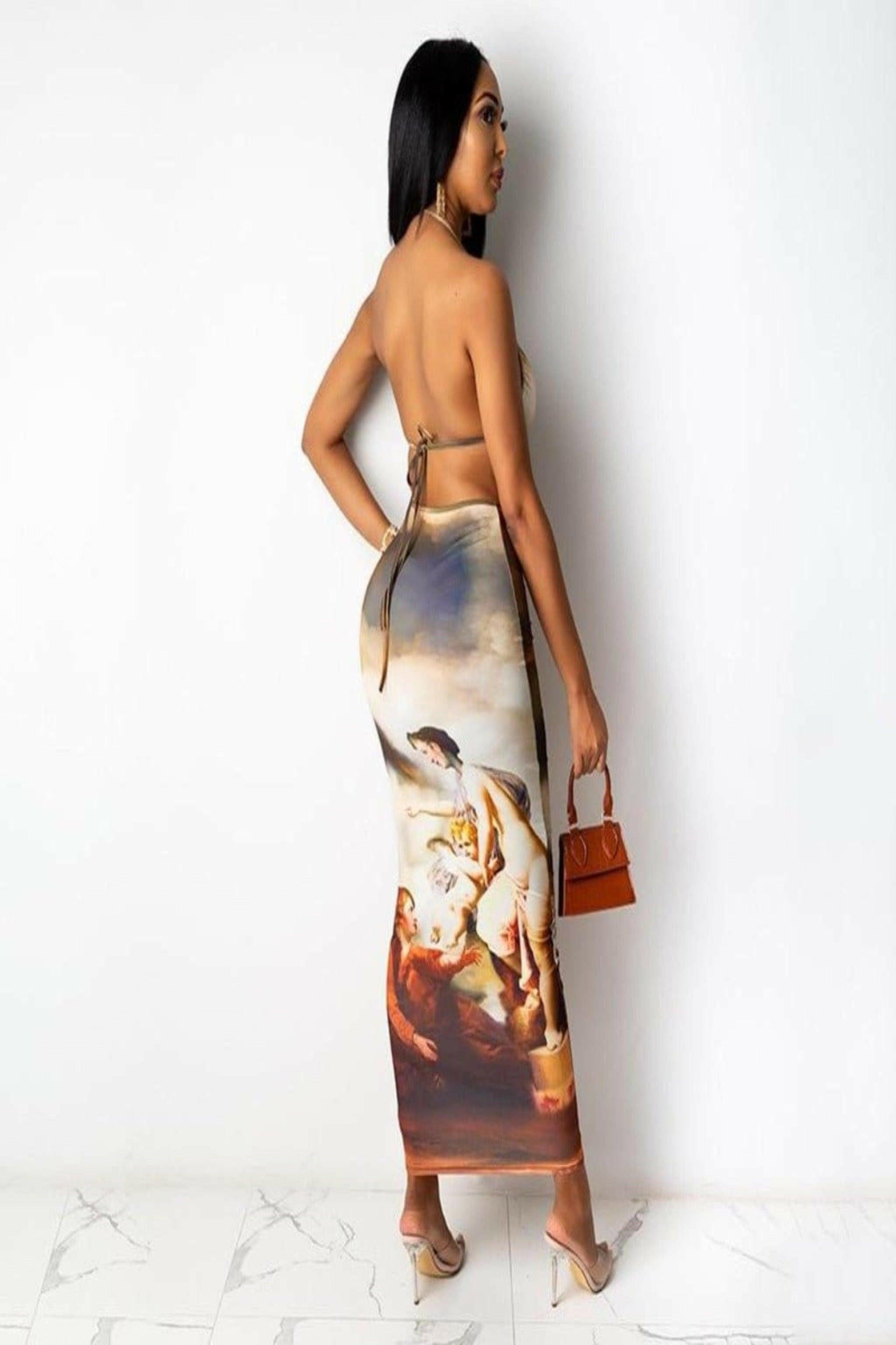 Sweetheart Angelic Print Maxi Dress dress Epicplacess   