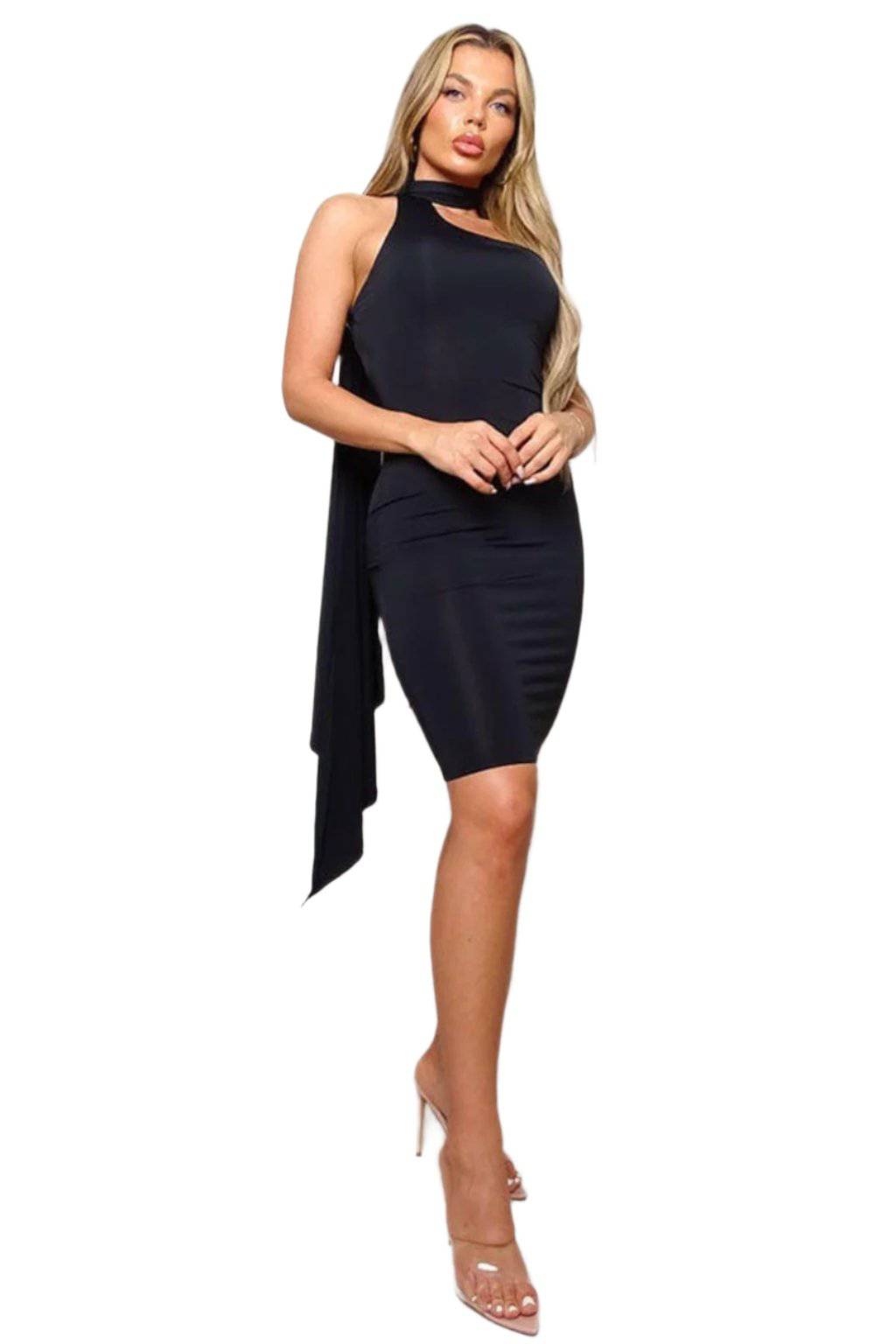 Vittoria Asymmetric Scarf Midi Dress Dress Epicplacess   