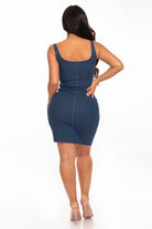 Zola Faux Denim Mini Dress - Blue Dress Epicplacess   