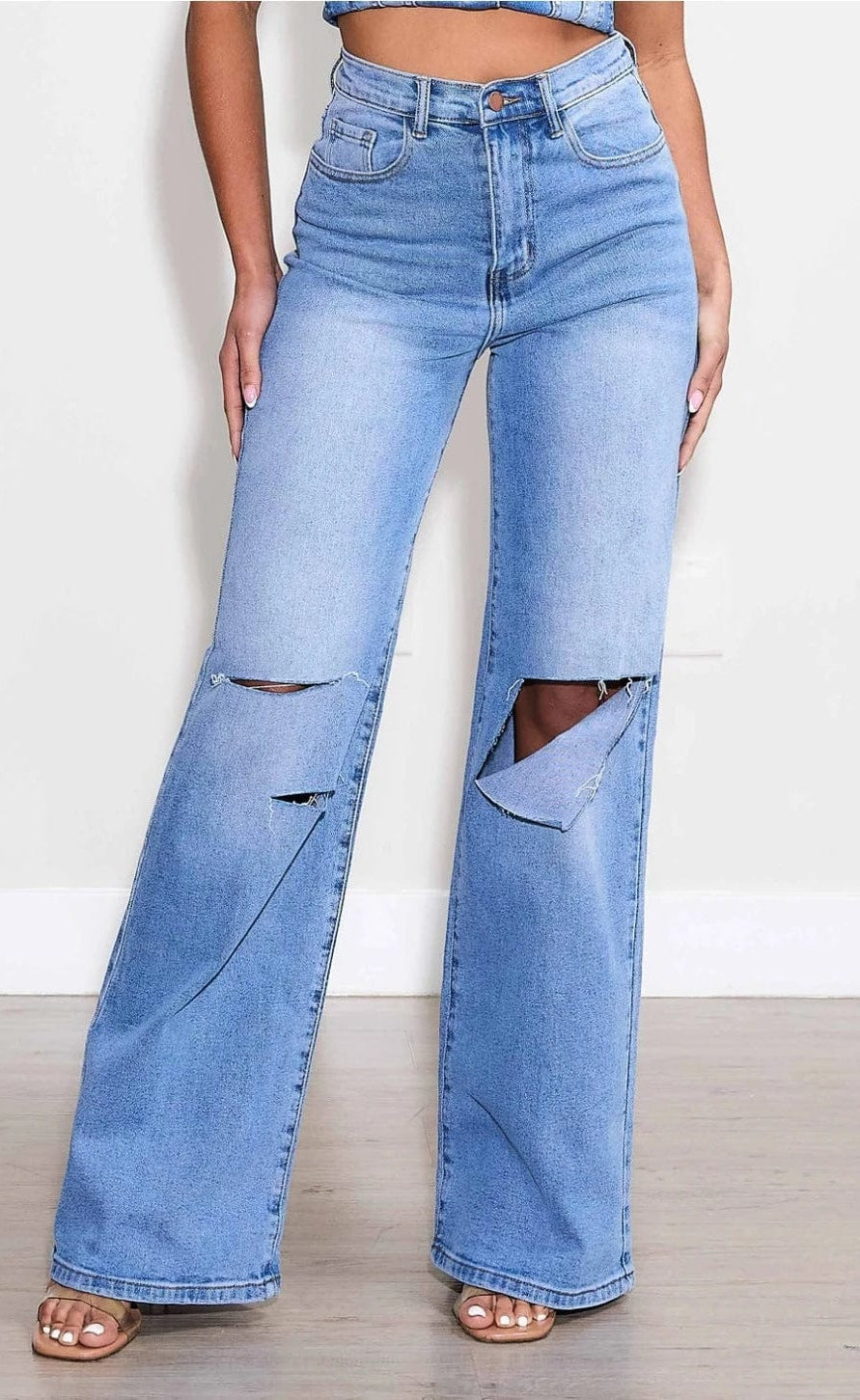Epicplacess JEANS 0 / Blue Catching Your Eye Straight Leg Jeans-Blue EP1914LS-1