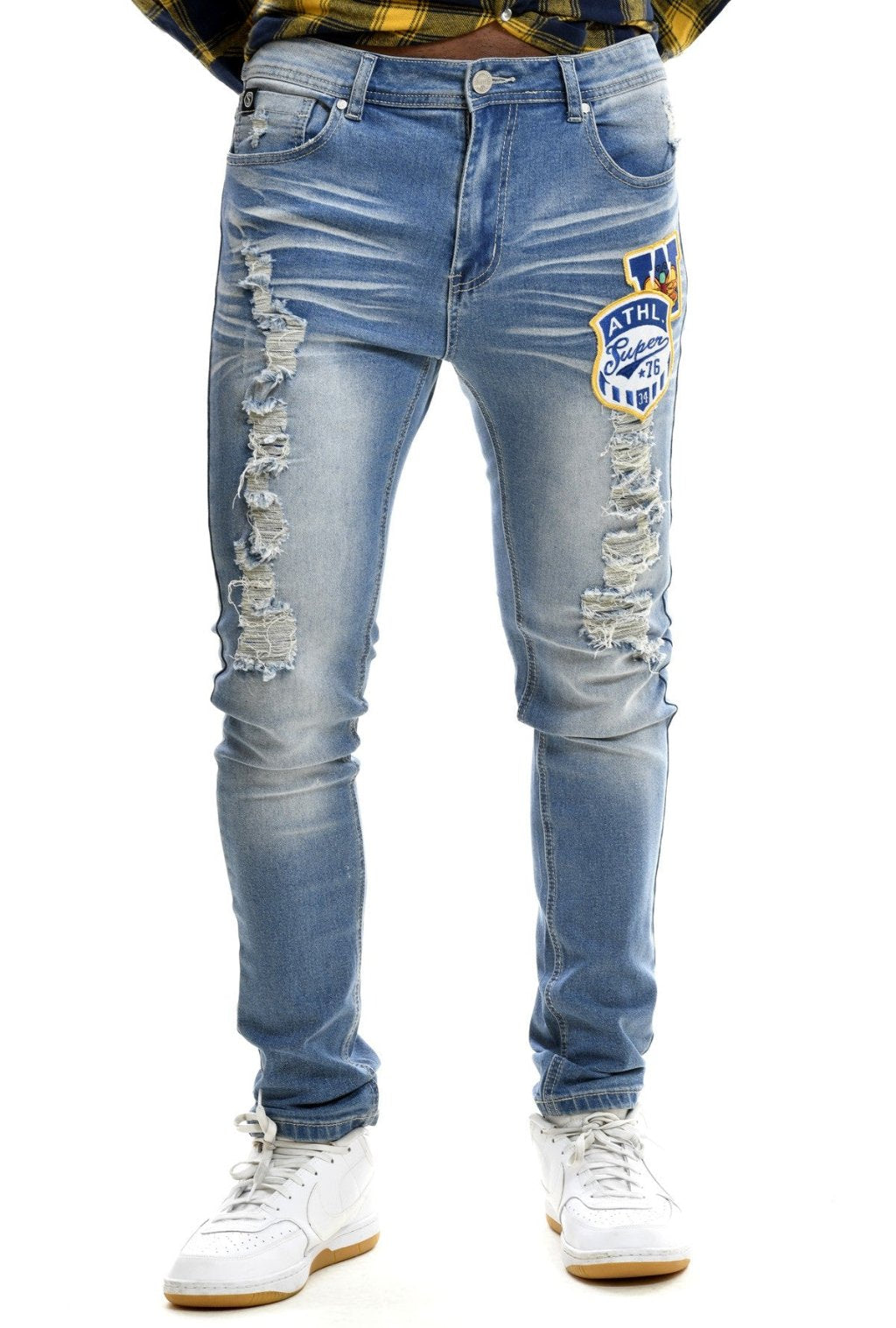 Ahead Of The Game Ripped Stacked Skinny Jeans jeans Epicplacess Blue 28 