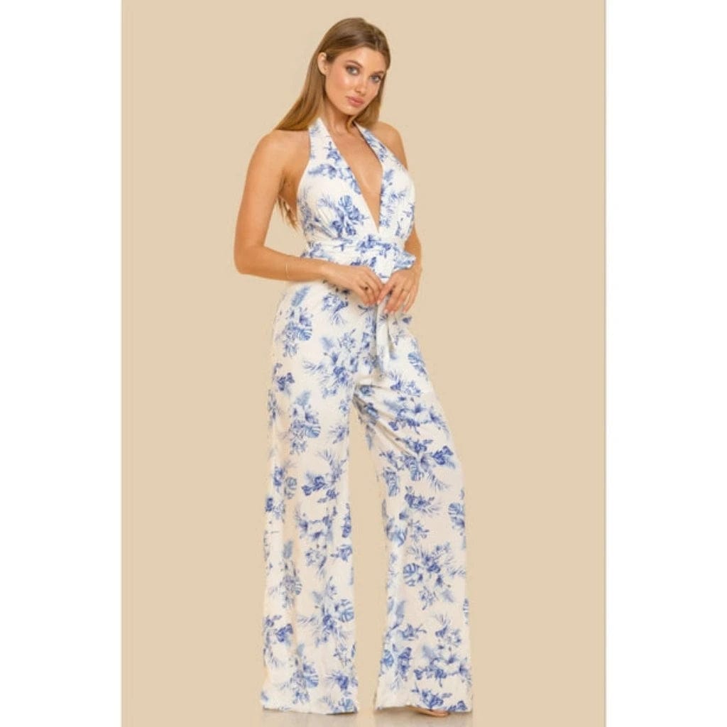 It's Flowing Blue Print Jumpsuit jumpsuit Epicplacess Blue L 